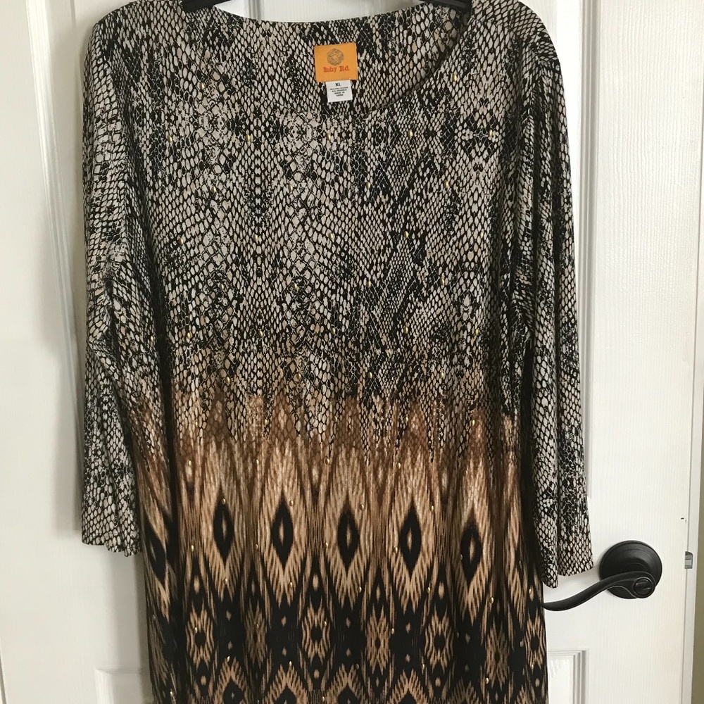 Ruby Rd. Snake Print, Ombre top, XL